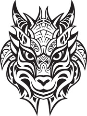 Mythical Beast Badge Dragon Head Design Dragon Head Icon Vector Emblem