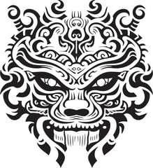 Vector Dragon Head Symbol Front View Art Mythical Creature Logo Dragon Head Graphic