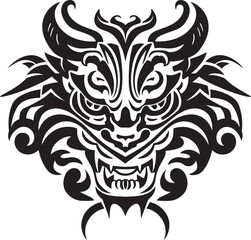 Fototapeta premium Frontal Dragon Head Icon Detailed Design Dragon Head Badge Iconic Emblem