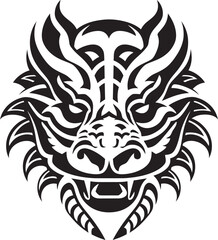 Dragon Head Illustration Fantasy Design Frontal Dragon Head Icon Detailed Emblem