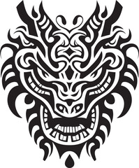 Dragon Head Art Frontal Design Mythical Creature Badge Fantasy Icon