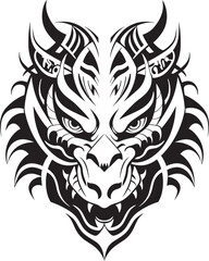 Fototapeta premium Dragon Head Art Vector Graphic Fantasy Dragon Emblem Mythical Design
