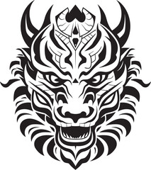 Vector Dragon Head Symbol Iconic Emblem Frontal Dragon Head Art Mythical Logo