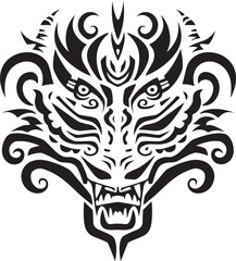 Fantasy Dragon Logo Vector Head Symbol Detailed Dragon Head Badge Frontal Artwork
