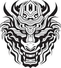 Vector Dragon Head Symbol Fantasy Badge Frontal Dragon Head Icon Mythical Graphic