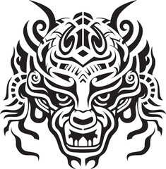 Frontal Dragon Head Art Mythical Logo Dragon Head Illustration Fantasy Graphic