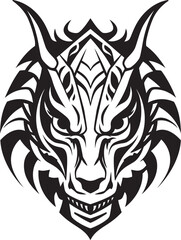 Dragon Head Badge Detailed Artwork Fantasy Dragon Logo Front View Graphic