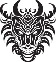 Fantasy Dragon Logo Iconic Emblem Design Dragon Head Illustration Detailed Vector Art