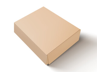 Open Brown Paper Cardboard Box Isolated On White Background. EPS10 Vector