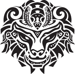 Fototapeta premium Dragon Head Illustration Detailed Vector Art Legendary Creature Badge Front View Dragon Graphic