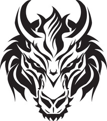 Obraz premium Detailed Dragon Head Badge Legendary Symbol Artwork Dragon Head Icon Mythical Creature in Vector Format