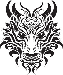 Dragon Head Icon Vector Emblem Representation Frontal Dragon Head Badge Legendary Symbolic Art