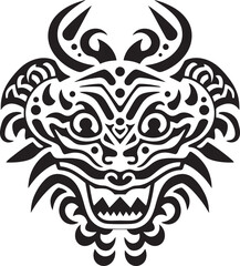 Vector Dragon Logo Iconic Symbol Art Front View Dragon Head Badge Detailed Artwork