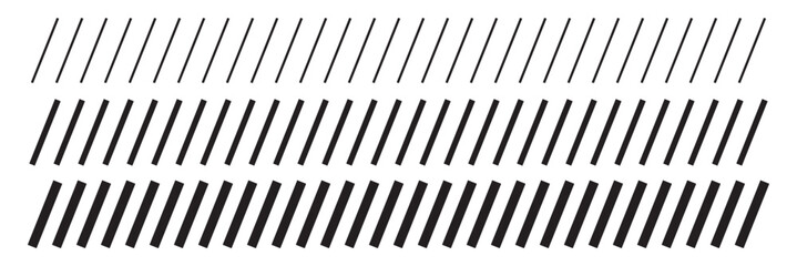 Slash line. Border with diagonal lines. Angle of tilt stripes. Black pattern of footer isolated on white background. Vector.