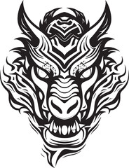Fantasy Dragon Emblem Vector Design Element Front View Dragon Head Icon Detailed Symbol Art