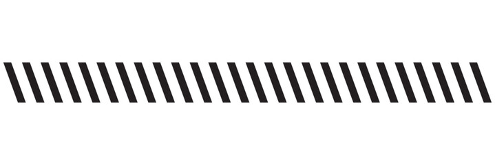 Slash line. Border with diagonal lines. Angle of tilt stripes. Black pattern of footer isolated vector on white background.