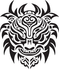 Dragon Head Art Iconic Symbol Concept Frontal Dragon Head Icon Mythical Emblem Art