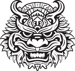 Frontal Dragon Head Icon Mythical Emblem Art Dragon Head Badge Detailed Artwork Concept