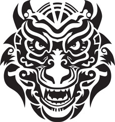 Vector Dragon Head Symbol Front View Art Mythical Creature Logo Dragon Head Graphic