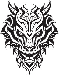 Legendary Beast Icon Front View Logo Dragon Head Symbol Vector Emblem