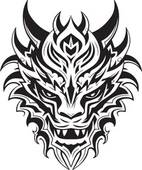 Mythical Beast Icon Front View Design Dragon Head Symbol Fierce Logo