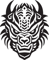 Dragon Head Badge Iconic Emblem Design Front View Dragon Symbol Mythical Graphic