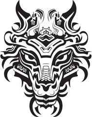 Vector Dragon Logo Front View Symbol Dragon Head Badge Fantasy Art