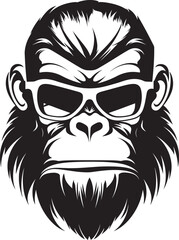 Fototapeta premium Funky Monkey Icon Graphic Symbol Ape Character Badge Vector Illustration