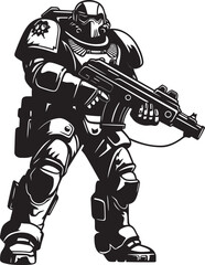 Army Man with Weapon Icon Robot Soldier Graphic Futuristic Soldier Robot Logo Vector Illustration