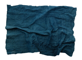 Piece of torn denim on a white background. Denim texture. Pocket