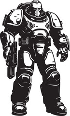 Futuristic Battle Robot Logo Soldier Design Robot Army Man Icon Futuristic War Machine Illustration