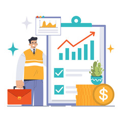 Investment Portfolio concept. Flat vector illustration