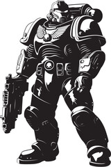 Cybernetic Soldier Badge Vector Graphic Futuristic Soldier Emblem Army Robot Design