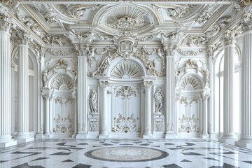 Obraz premium Ornate White Interior of a Historic European Palace