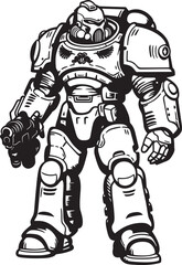 Cybernetic Soldier Logo Vector Graphic Robot Soldier with Weapon Icon Futuristic War Machine