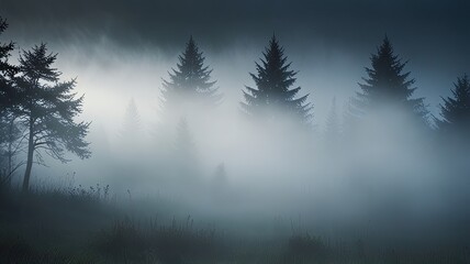 misty morning in the forest