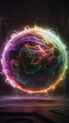 A mesmerizing ball of shimmering, iridescent energy