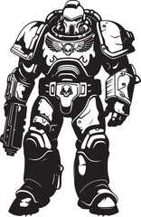 Robot Soldier with Weapon Logo Futuristic War Illustration Army Man Emblem Military Graphic