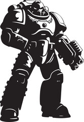 War Robot Army Man Icon Military Futuristic Graphic Soldier with Weapon Icon Robot Soldier Illustration