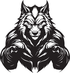 Massive Wolf Icon Vector Graphic Design Predatory Beast Emblem Giant Wolf Logo