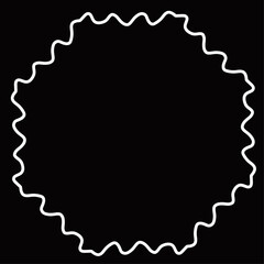 ぎざぎざ円フレーム白