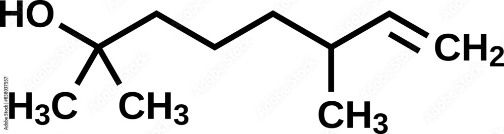 Wall mural Dihydromyrcenol structural formula, vector illustration