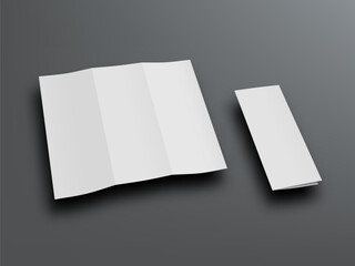 Open And Closed Trifold Paper Booklet With Shadow