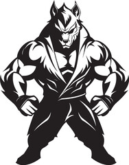 Predatory Beast Logo Giant Wolf Symbol Alpha Predator Wolf Badge Vector Illustration