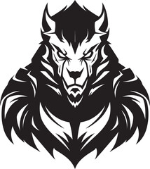 Mythical Beast Logo Predatory Design Lone Alpha Wolf Icon Vector Graphic