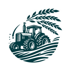Naklejka premium tractor logo design template. silhouette of a tractor illustration vector