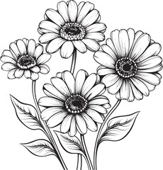 Radiant Gerbera Floral Vector Logo Art Elegant Gerbera Flower Icon Graphic Design