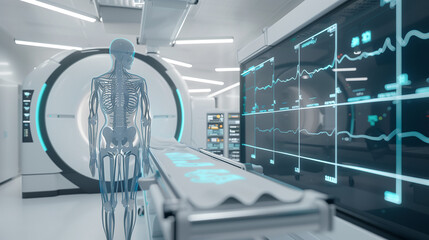 AI System Analyzing Patient X-Rays in a High-Tech Medical Facility with Advanced Diagnostic Equipment