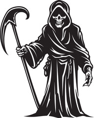 Friendly Grim Reaper Doodle Icon Design Bright Reaper Cartoon Vector Art