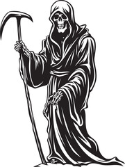 Playful Reaper Whimsical Vector Design Cheerful Reaper Doodle Cartoon Logo